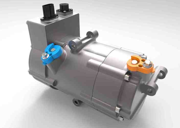 产品 热泵型卧式涡旋压缩机 结构优化设计:1, 优化电机设计,电机高效